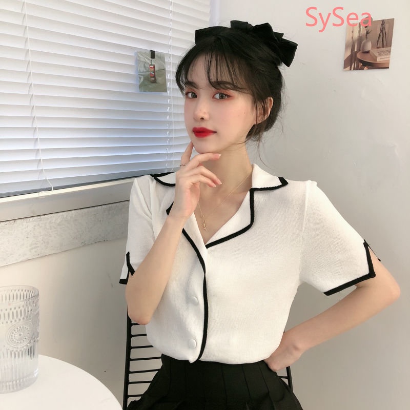 Áo Sơ Mi Ngắn Cổ Chữ V Thời Trang Mùa Hè Cho Nữ