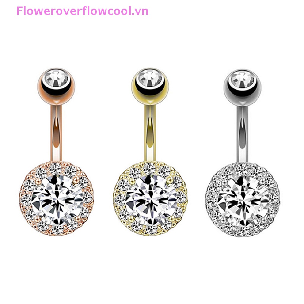 Khuyên Rốn Bằng Thép Không Gỉ Đính Đá Zircon Quyến Rũ