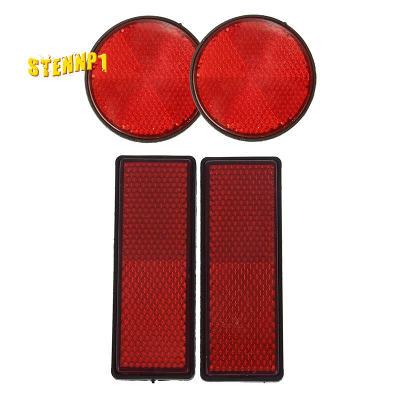 Set 4 Tấm Phản Quang Màu Đỏ Hình Chữ Nhật Kèm 2 Vòng Đệm Chuyên Dụng Dành Cho Xe Mô Tô Địa Hình