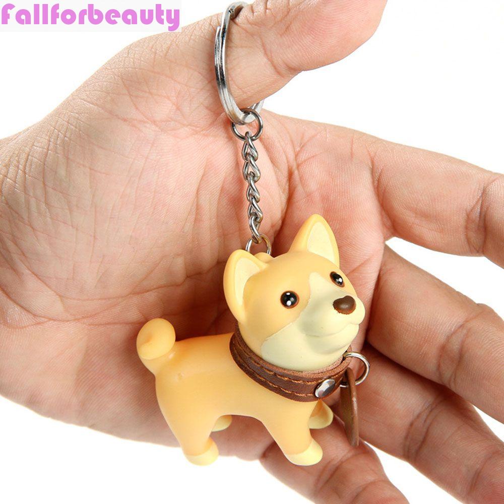 Fallforbeauty Móc Khóa Hình Chú Chó Bằng PVC Vinyl Vẽ Tay