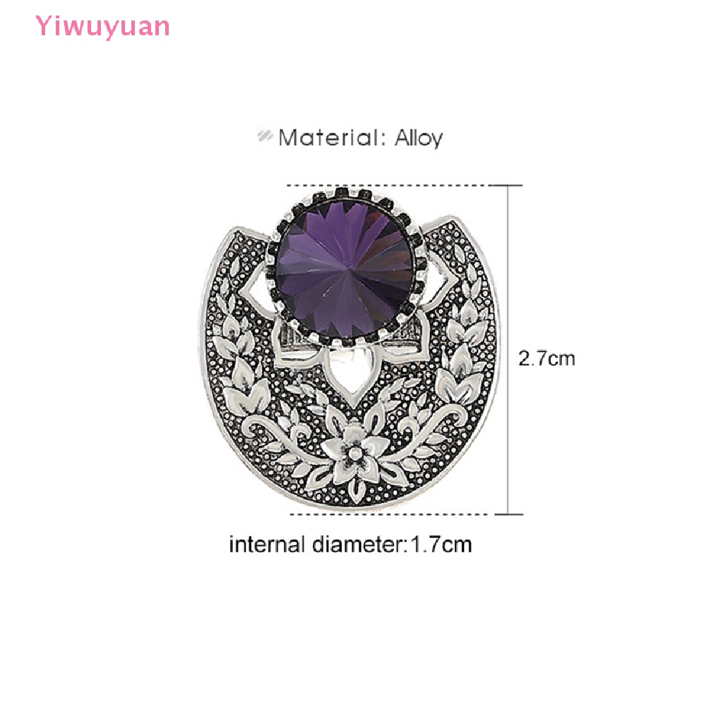 &lt; Yiwuyuan &gt; Nhẫn Pha Lê Tím Khắc Hình Hoa Phong Cách Bohemian Cổ Điển Dành Cho Nữ
