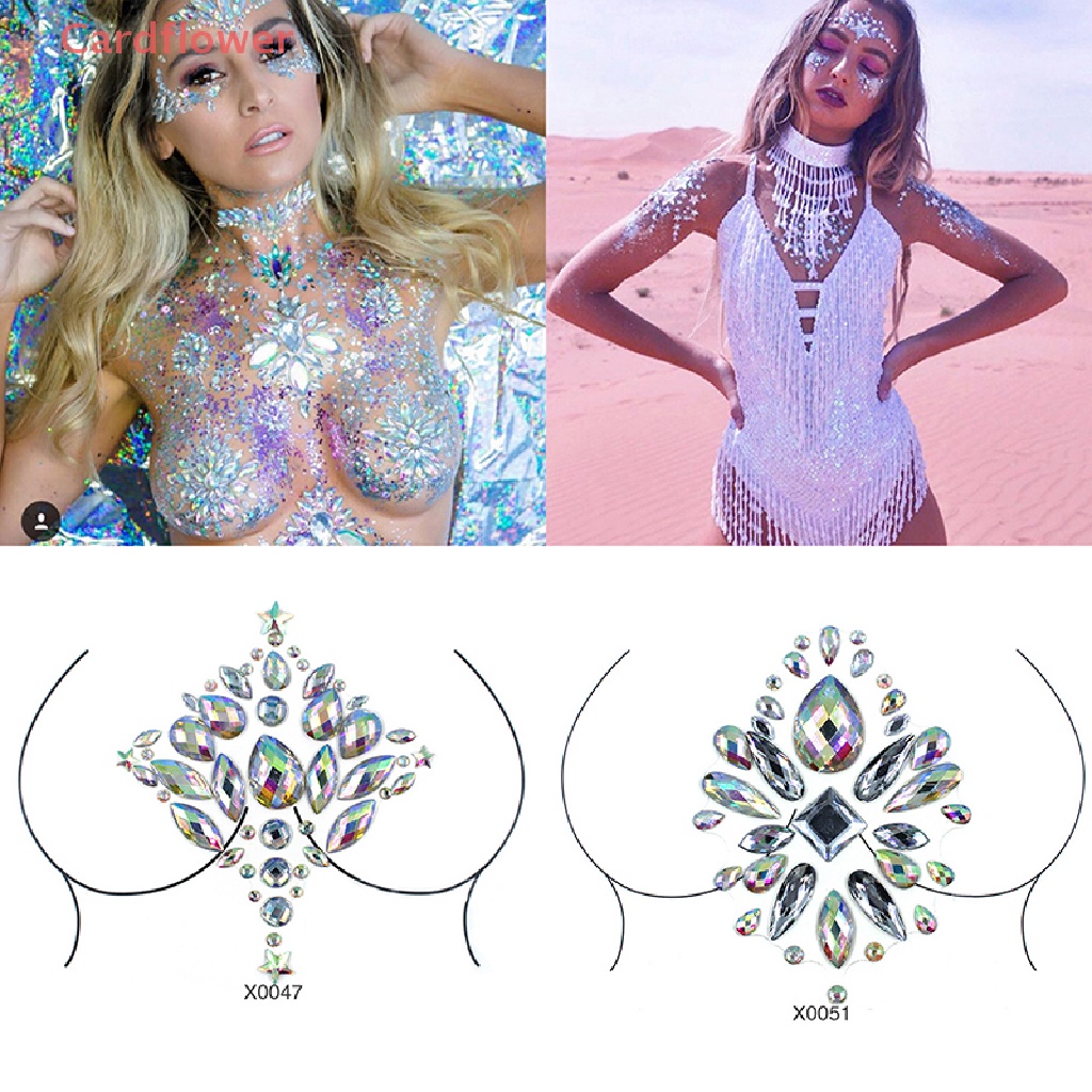 Miếng Dán Ngực Tự Dính Bằng Acrylic Pha Lê Nhiều Màu Gợi Cảm Mới