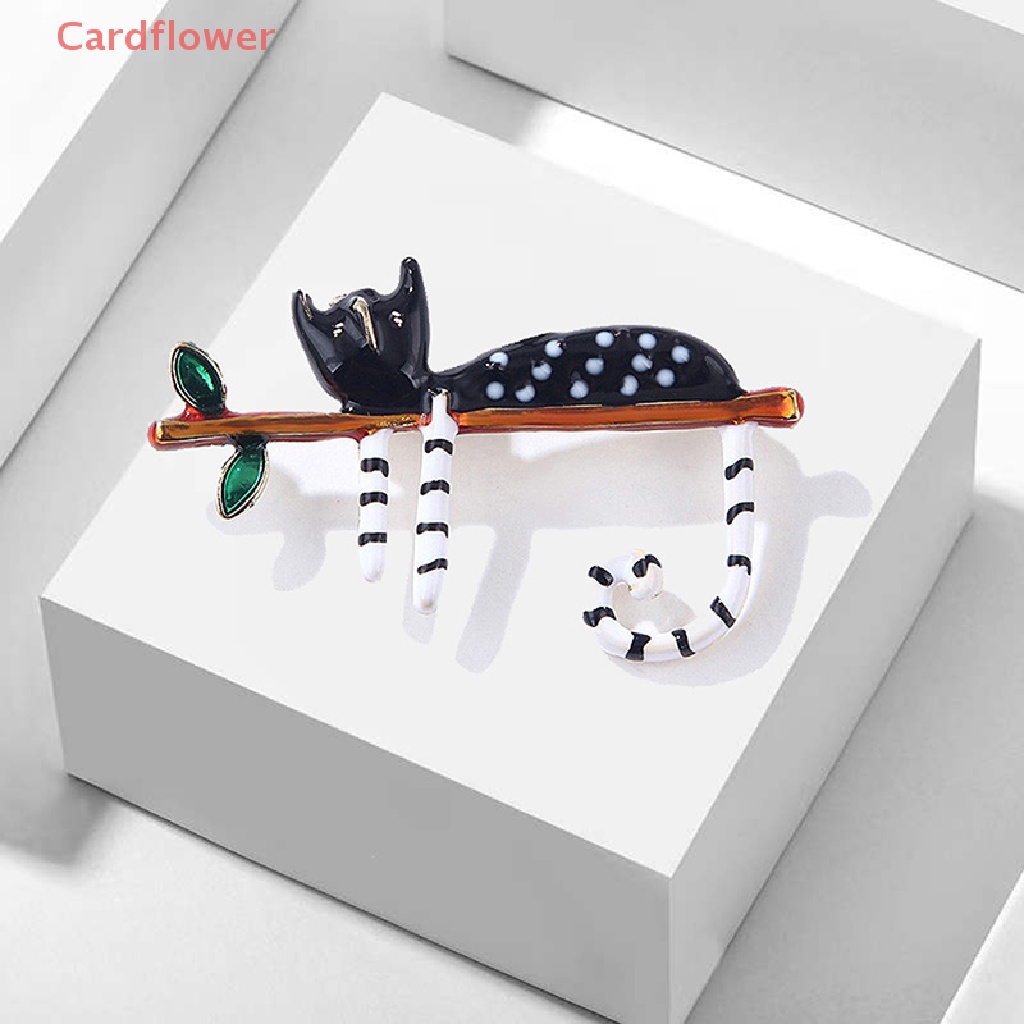 < Cardflower > Ghim Cài Áo Hình Chú Mèo Lười Trên Cây Tráng Men Phụ Kiện Thời Trang Dự Tiệc Mới Cho Nữ