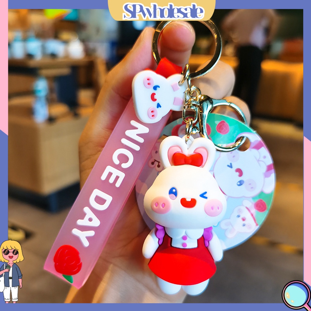 <SPwholesale> Móc Khóa Ba Chiều Hình Thỏ Hoạt Hình Ba Chiều Đa Năng Trang Trí Ba Lô / Ô Tô Quà Tặng Trang Sức