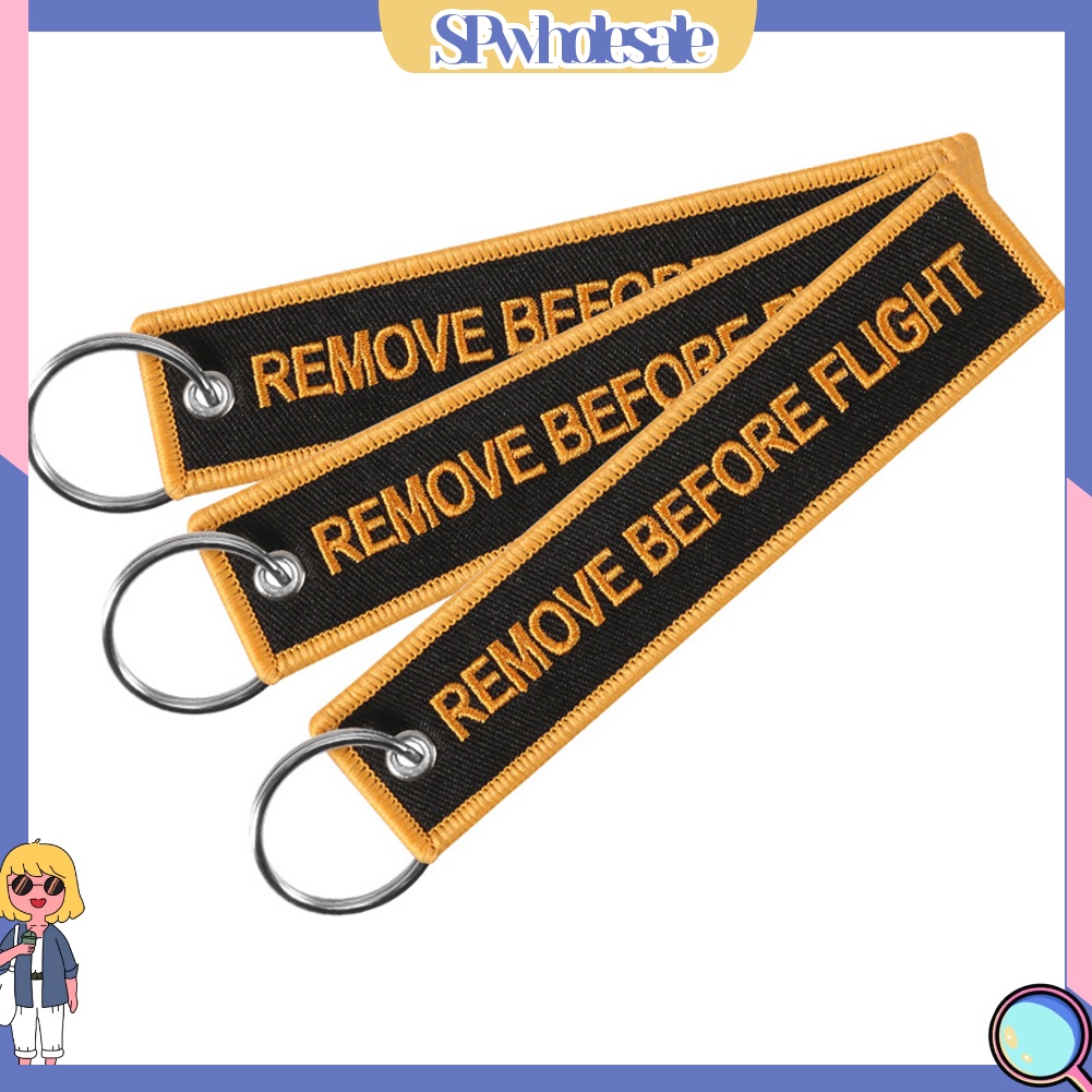 <SPwholesale> Móc Khóa Thêu Chữ REMOVE BEFORE FLIGHT Thời Trang Cá Tính