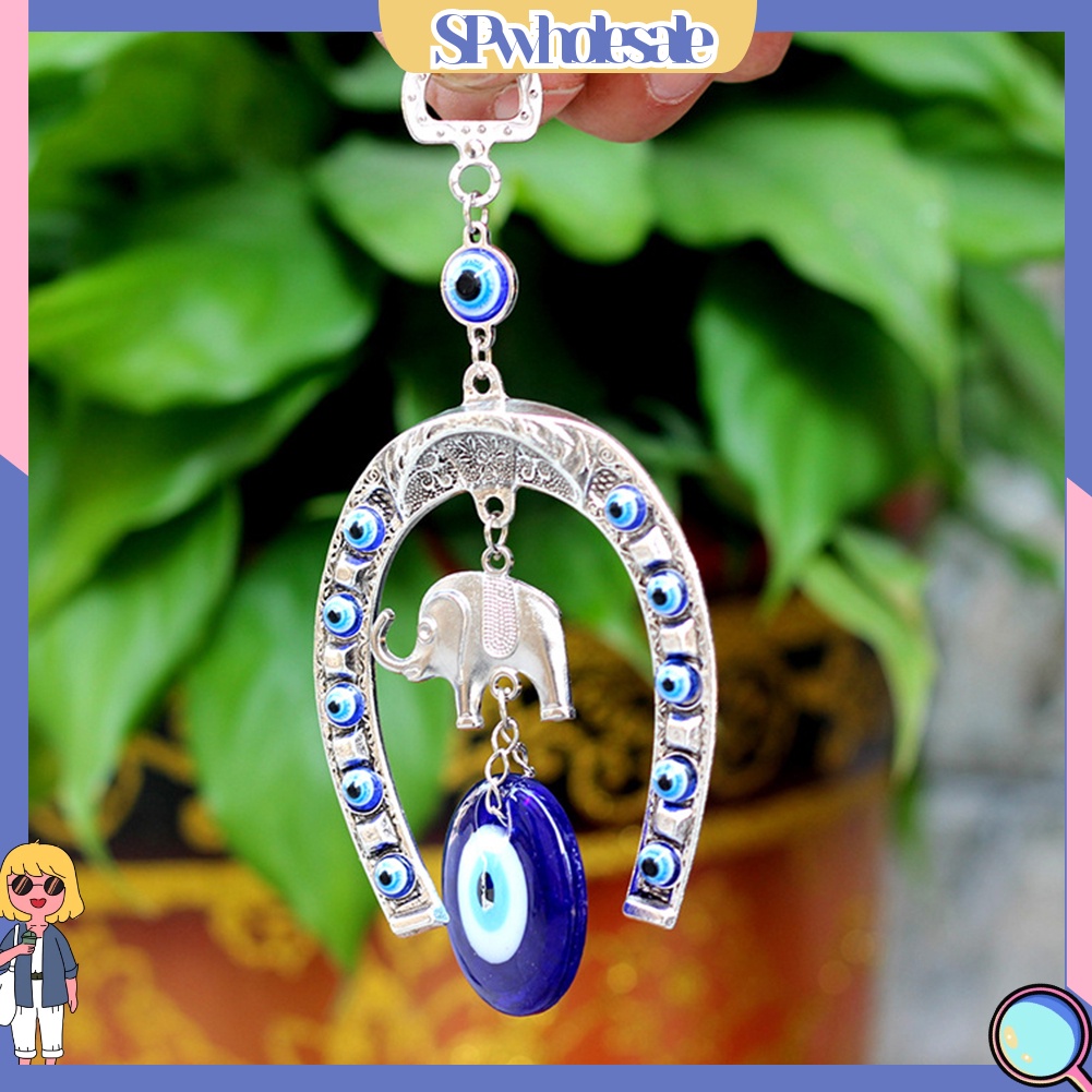 <SPwholesale> Mặt Dây Chuyền Hình Voi Mắt Xanh Thổ Nhĩ Kỳ Bảo Vệ May Mắn Cho Xe Hơi