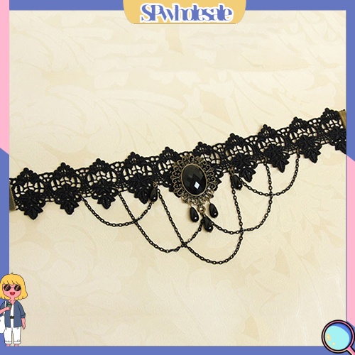 &lt;SPwholesale&gt; Vòng Cổ Choker Ren Màu Đen Phong Cách Gothic Cổ Điển Thời Trang Cho Nữ
