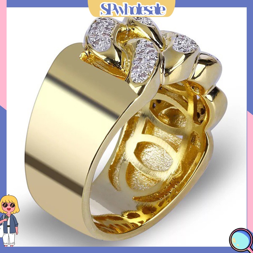 <SPwholesale> Nhẫn Bản Rộng Đính Đá Sang Trọng Cho Nam