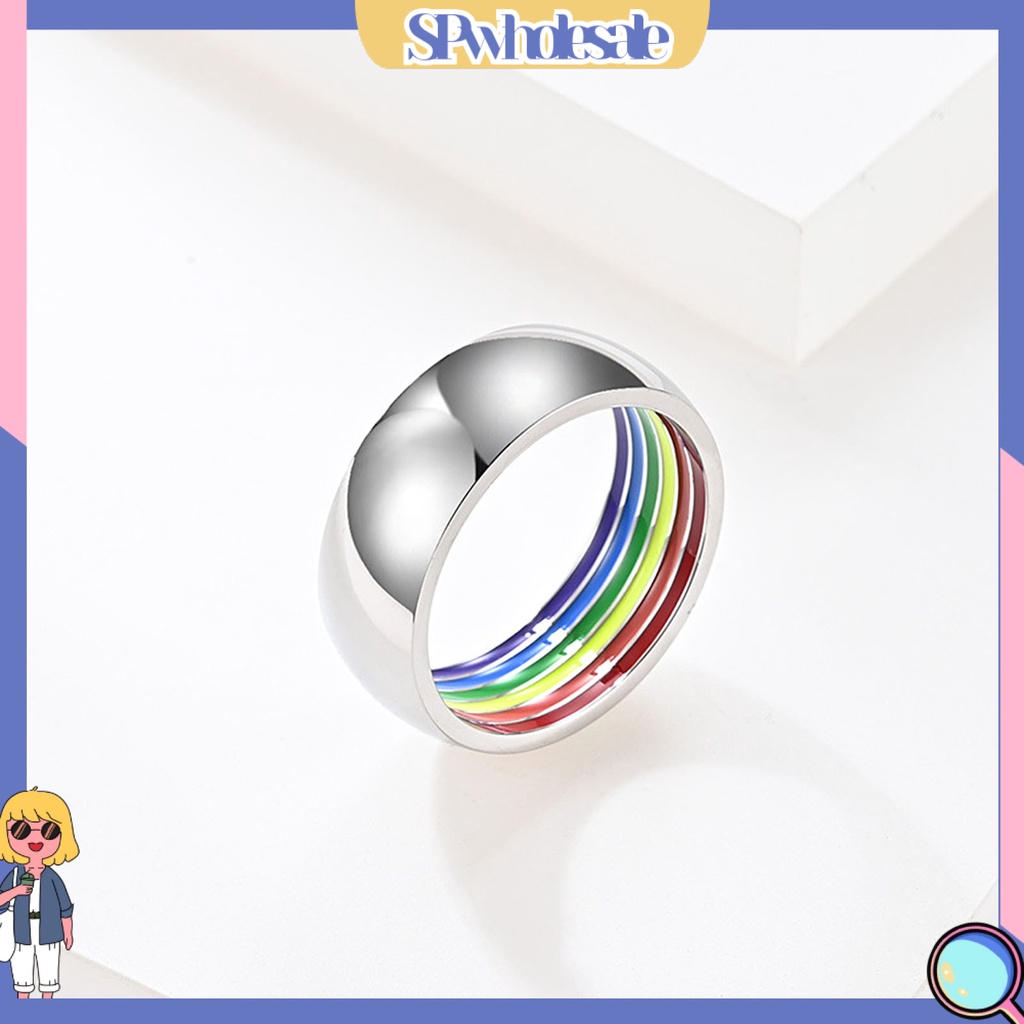 <SPwholesale> Nhẫn Đeo Ngoài Trời Hình Học Vòng Cung Màu Cầu Vồng Thời Trang Cho Đám Cưới