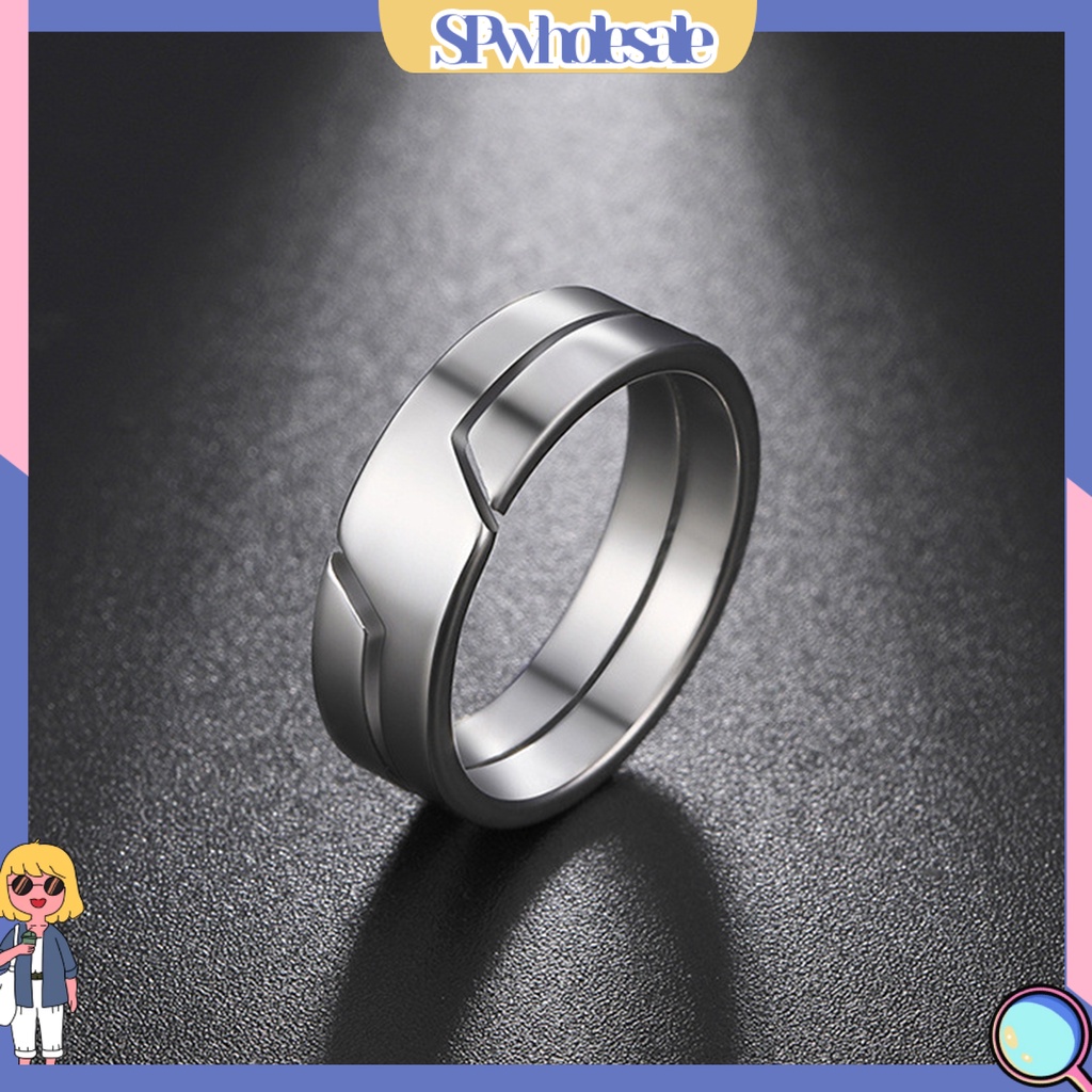 <SPwholesale> Nhẫn Cặp Đôi Bằng Thép Không Gỉ Họa Tiết Hình Học Cổ Điển Phù Hợp Làm Quà Trang Sức Cho Nam Và Nữ Mặc Hàng Ngày