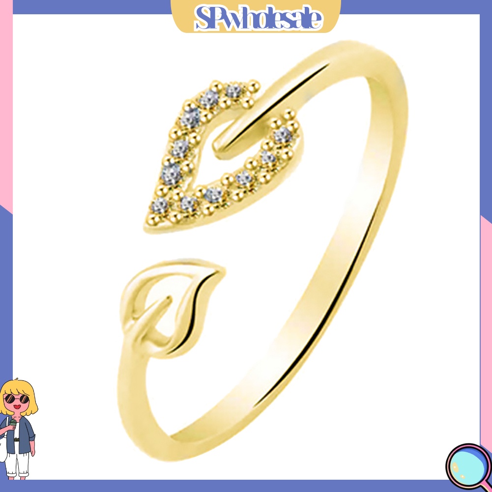 <SPwholesale> Nhẫn Hở Hình Trái Tim Đính Đá Độc Đáo