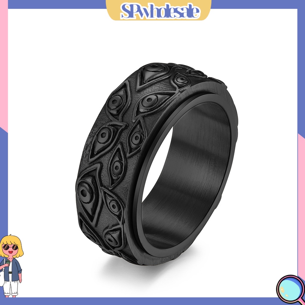 &lt;SPwholesale&gt; Nhẫn Nam Nữ Hình Mắt Thần Tròn Có Thể Xoay Được Phù Hợp Với Mọi Loại Nhẫ
