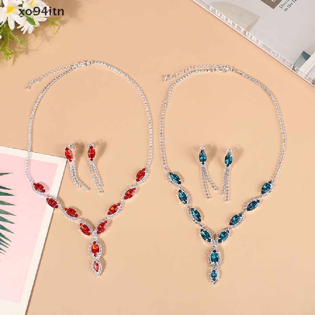 Bộ Trang Sức Vòng cổ Và Bông Tai Tua Rua Đính Đá Thời Trang Dành Cho Nữ