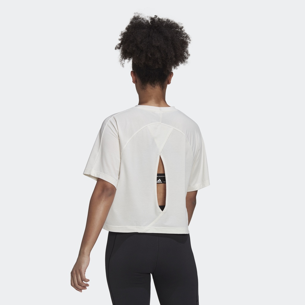 Adidas Tập luyện Áo Thun Khoét Lưng AEROREADY Nữ trắng HK2352
