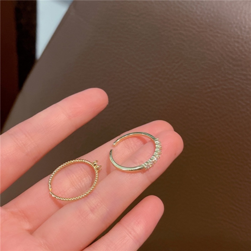 Set 2 Nhẫn Trái Tim Đính Đá Phong Cách Hàn Quốc Dành Cho Nữ