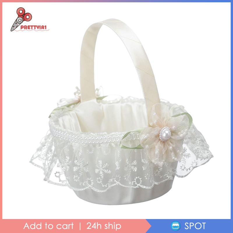[Prettyia1] Giỏ Hoa Cưới Màu Trắng Trang Nhã Cho Cô Gái Đặc Biệt