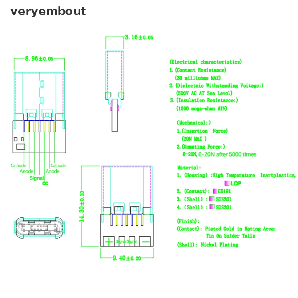 Set 5 / 10 Giắc Cắm USB 3.1 TypeC Male / Female Hỗ Trợ Hàn Điện DIY