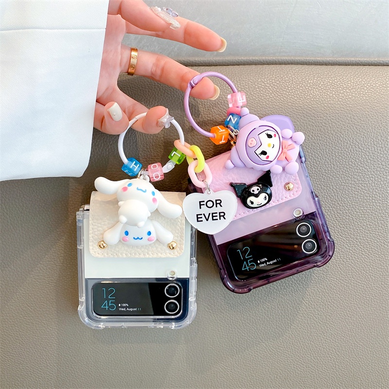 Ốp Điện Thoại PC Cứng Hoạt Hình Kuromi Cinnamoroll Cho Samsung Galaxy Z Flip 3 Z Flip 4 W23 ZFlip3 ZFlip4