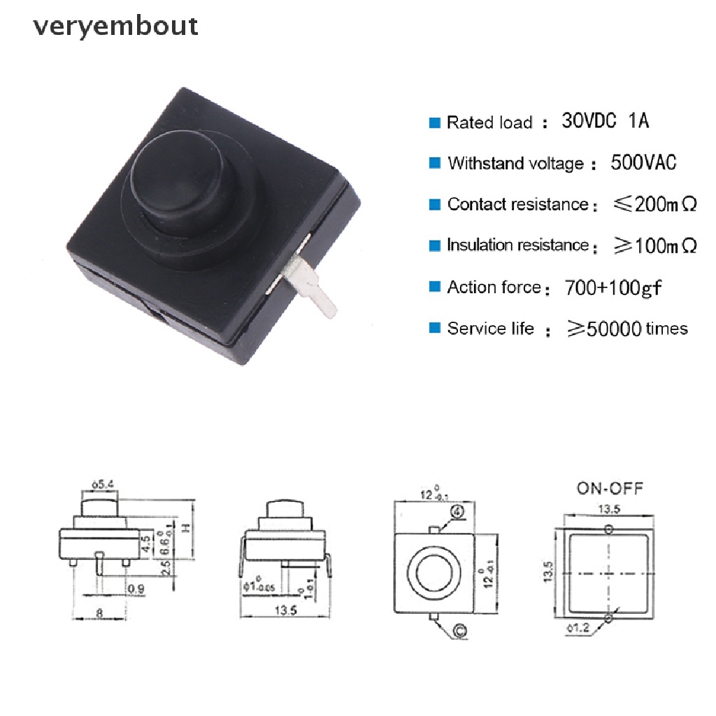 Set 10 Công Tắc Đèn Pin 12 * 12 * 9.4MM 2Pin Siêu Mỏng Tiện Dụng