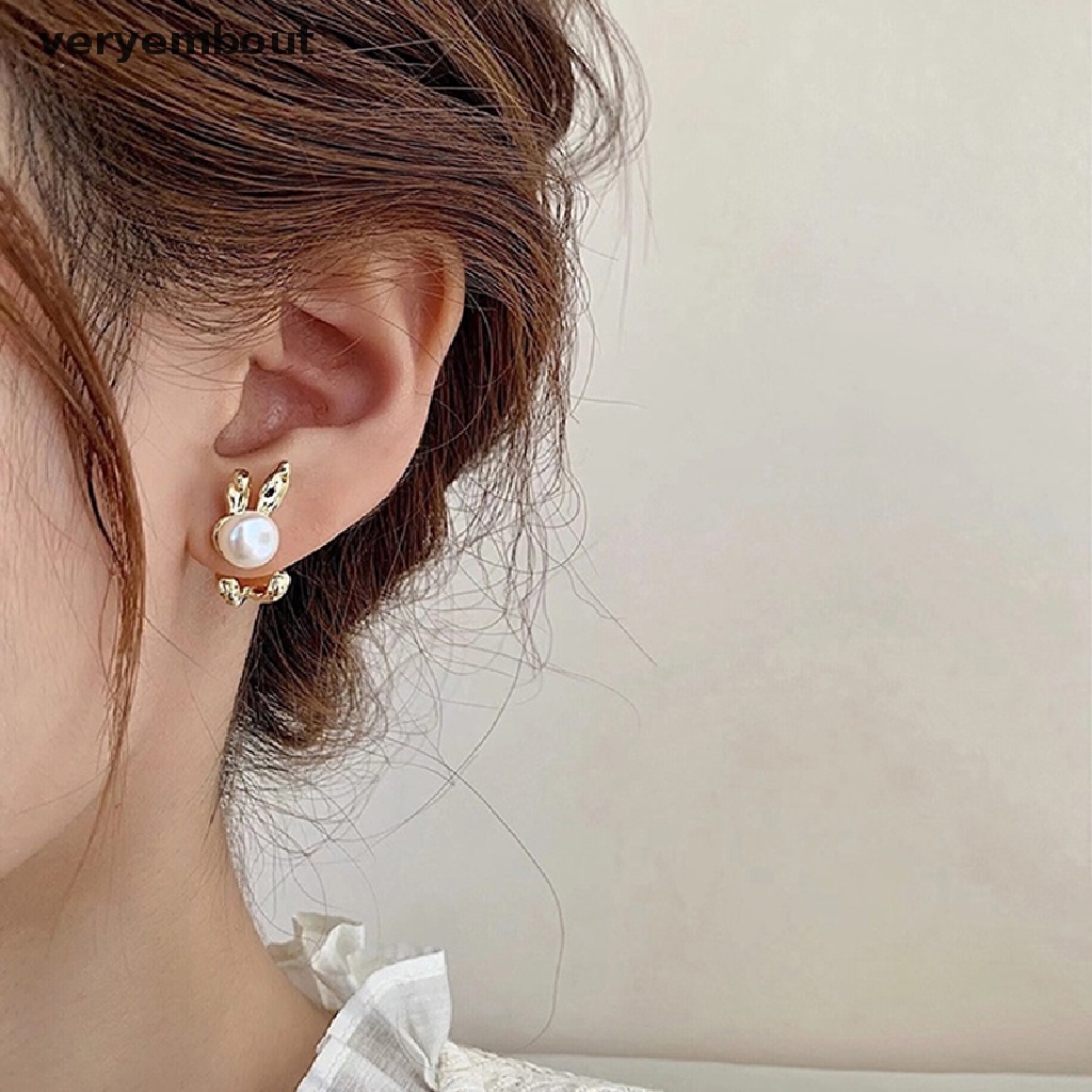 Bông Tai Hình Thỏ Đính Ngọc Trai Thời Trang Dành Cho Nữ