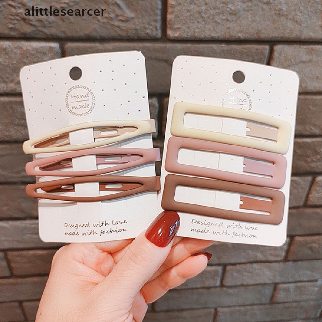 Set 3 Kẹp Tóc Hình Ngôi Sao / Hình Học Màu Cà Phê Ngọt Ngào Thời Trang Cho Nữ