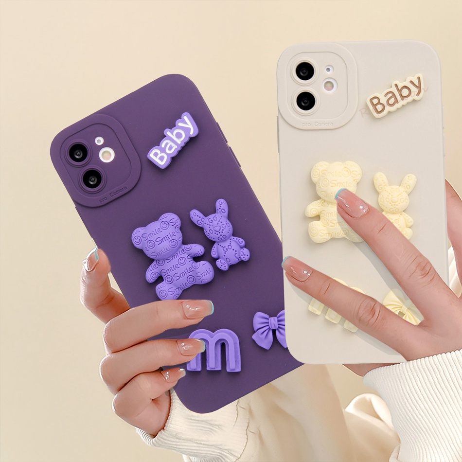 Ốp Điện Thoại Silicon Dẻo Hình Gấu 3D iPhone 11 12 13 14 Pro MAX Plus Mini X XR XS MAX 6 S 7 8 Plus SE 2020 11Pro 12pro 13Pro