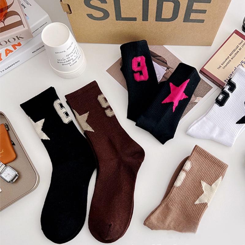 Whi Đôi Vớ Thể Thao Bằng Cotton In Chữ Số Ngôi Sao Phong Cách Harajuku Cổ Điển Đơn Giản Dành Cho Nữ