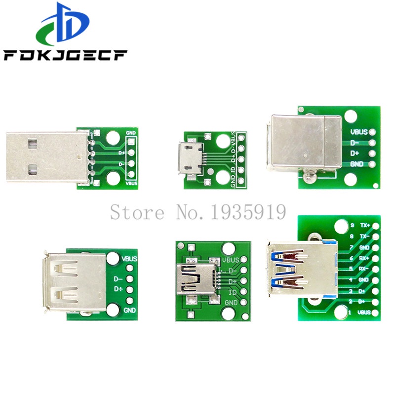 Bảng Mạch Chuyển Đổi Giao Diện USB A Male USB 2.0 3.0 A Female USB B Sang DIP PCB 2.54mm