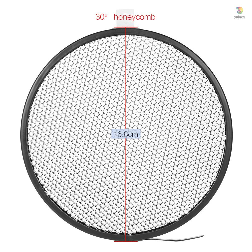 Đĩa Khuếch Tán Ánh Sáng Chuẩn Hình Tổ Ong 16.8cm 30 Độ 7 "Cho Đèn Phản Quang Tiêu Chuẩn