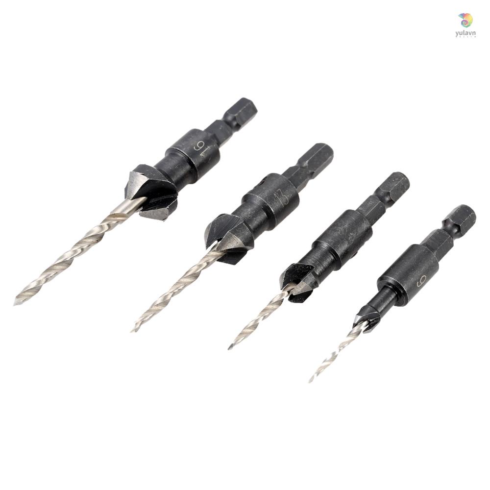 Bộ 4 Mũi Khoan Chuyên Nghiệp Bằng Thép Carbon Với Thân Lục Giác