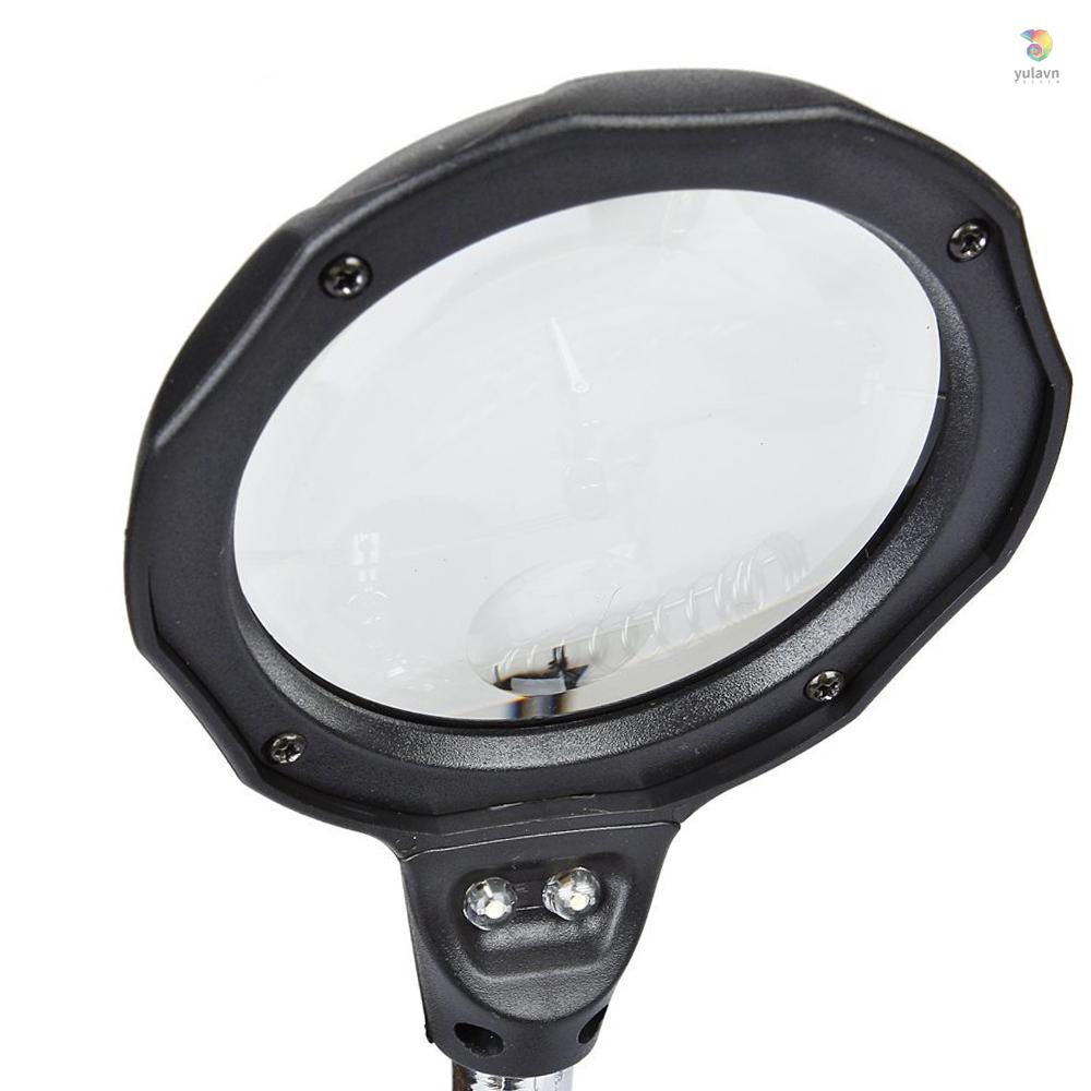 Kính Lúp 3.5x 12X Kẹp Cá Sấu Có Đèn LED Điều Chỉnh Được Chuyên Dụng Cho Thợ Hàn Điện Đen