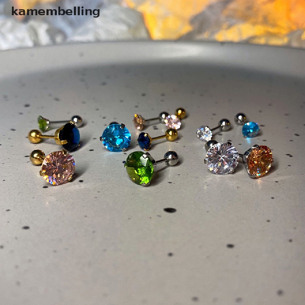 1 Khuyên Tai Đính Đá Thời Trang Nữ Tính 5 / 8mm