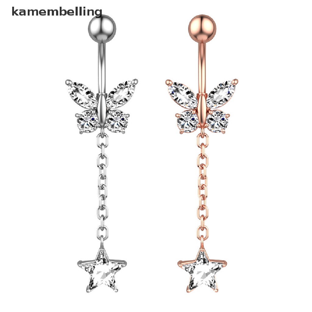 Khuyên Rốn Hình Bướm Đính Đá Bằng Thép Không Gỉ