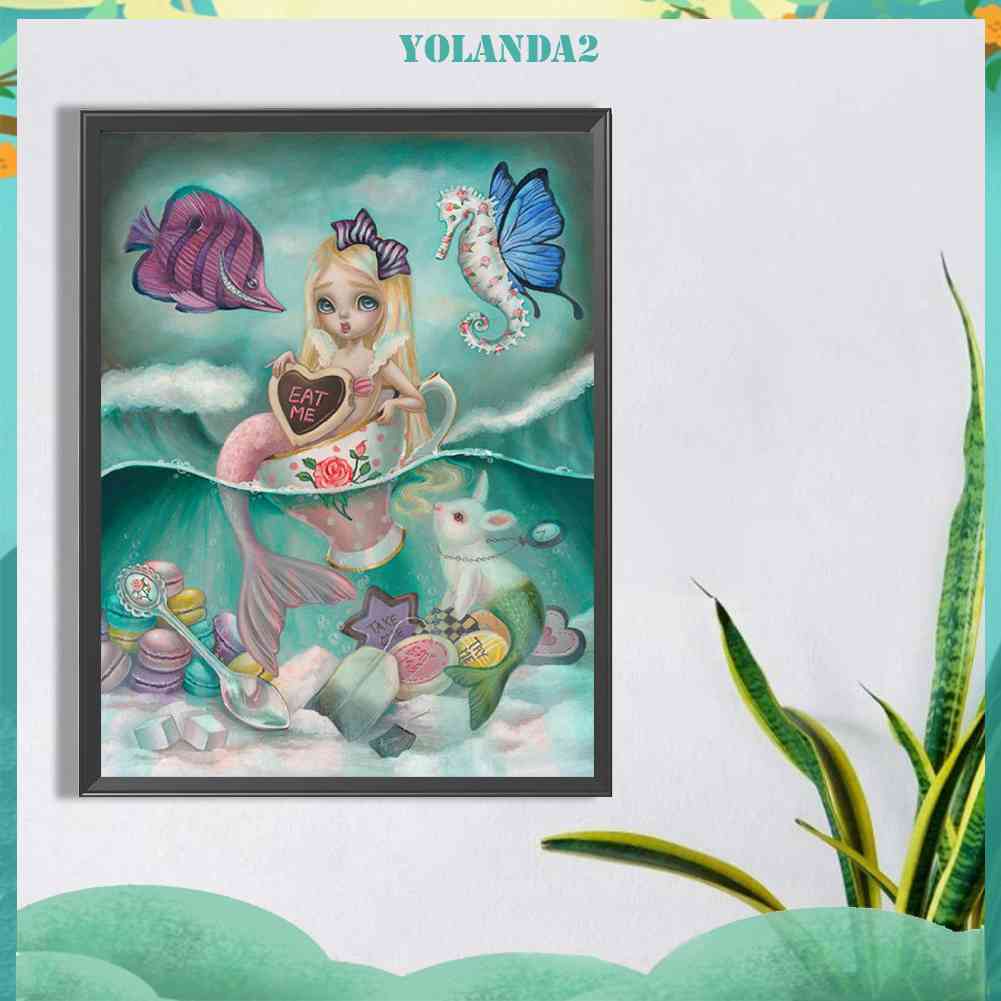 Bộ Tranh Đính Đá 5D Họa Tiết Alice in Wonderland Độc Đáo DIY Dùng Trang Trí Nhà Cửa