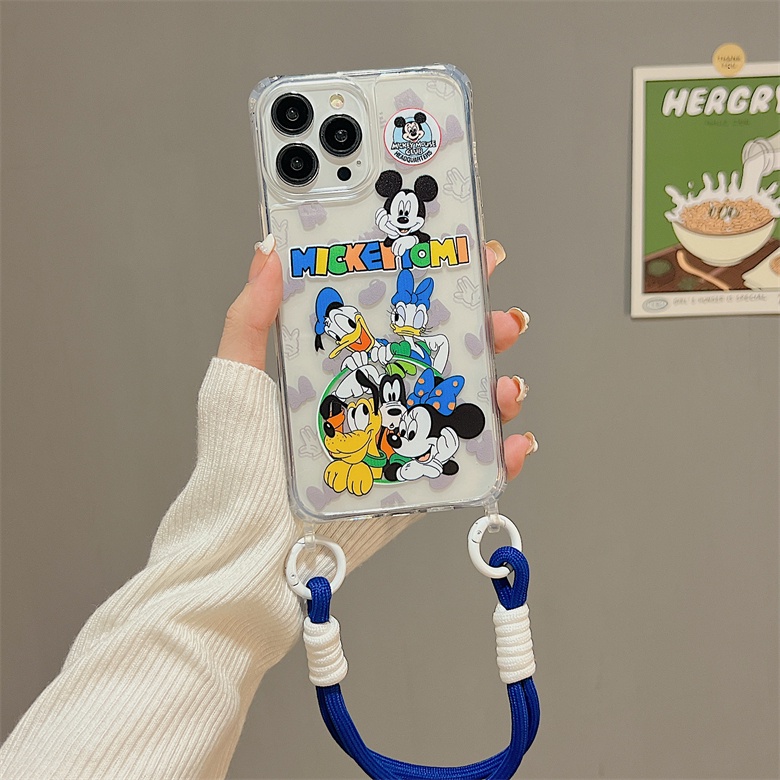 Ốp Điện Thoại Tpu Silicon Mềm Hình Chuột Mickey Gắn Dây Đeo Cổ Tay Làm Vòng Đỡ Phối Dây Treo iphone 12 14 13 11 Pro Max