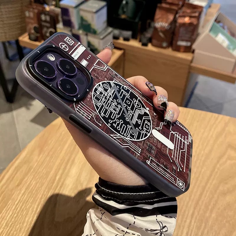 Ốp Điện Thoại Họa Tiết Bảng Mạch Công Nghệ Hít Nam Châm Mặt Nhám 13 / 12 Cho iPhone 14 Pro Max Plus