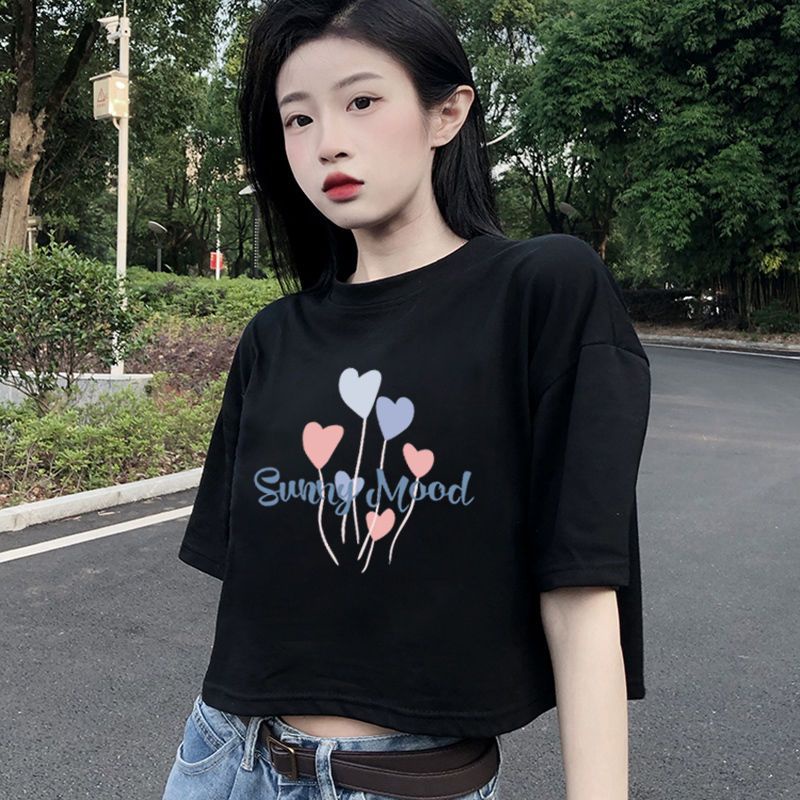 Áo Thun Cotton Ngắn Tay Dáng Rộng Phong Cách Hàn Quốc Cho Nữ