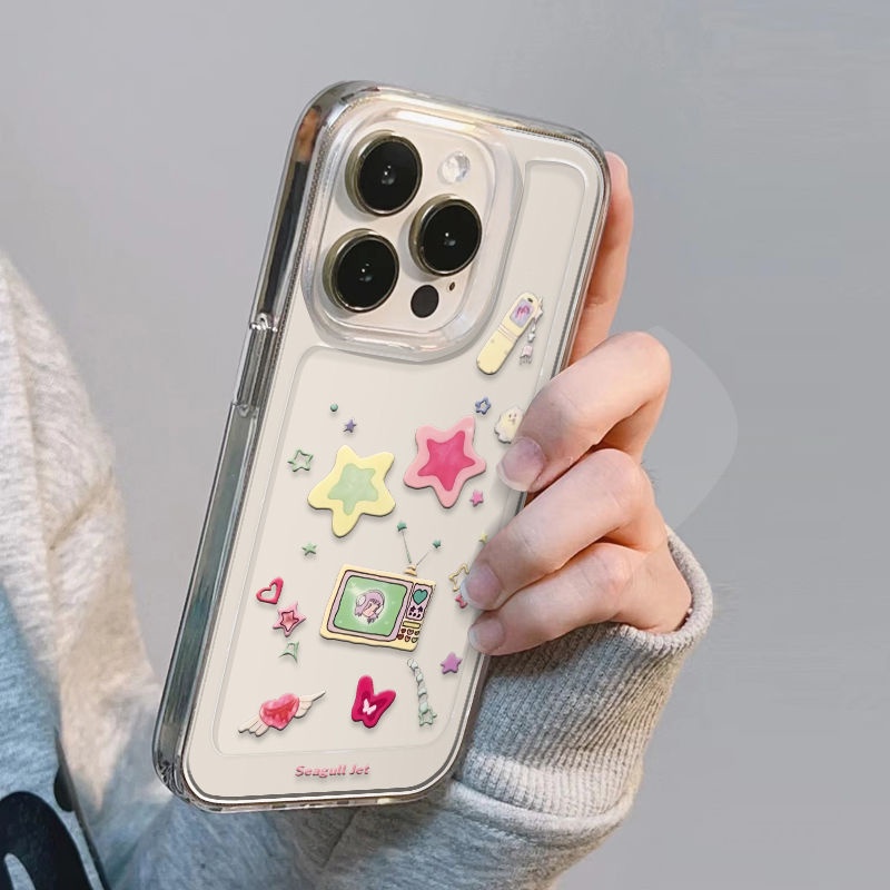 ✅Ốp Điện Thoại Trong Suốt Chống Sốc Họa Tiết Ngôi Sao Cho Iphone xr1213xs / iPhone14promax / plus 7 8 Retro / 11
