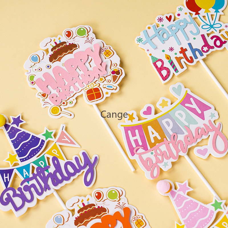 Siêu nhiều phong cách bánh trang trí cắm thẻ bánh sinh nhật hai màu trang trí chúc mừng sinh nhật bánh chữ cái trang trí cắm thẻ