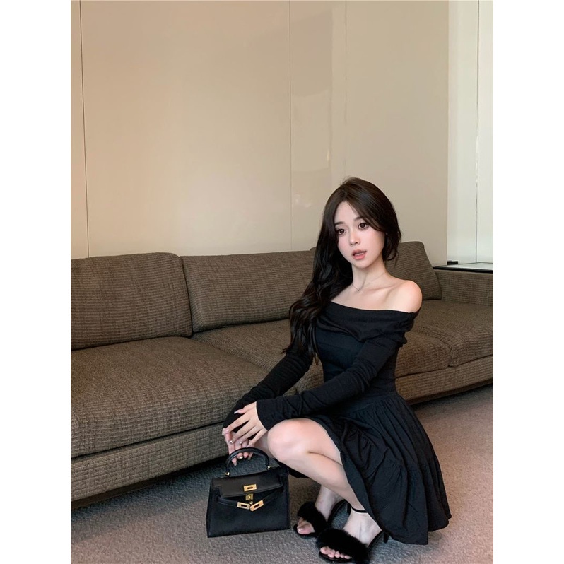 Đầm Tay Dài Hở Vai Thời Trang Quyến Rũ Cho Nữ