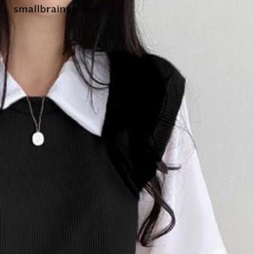 Áo Thun Tay Ngắn Giả Hai Lớp Dáng Rộng Phong Cách Preppy Thời Trang Mùa Hè Cho Nữ SBS