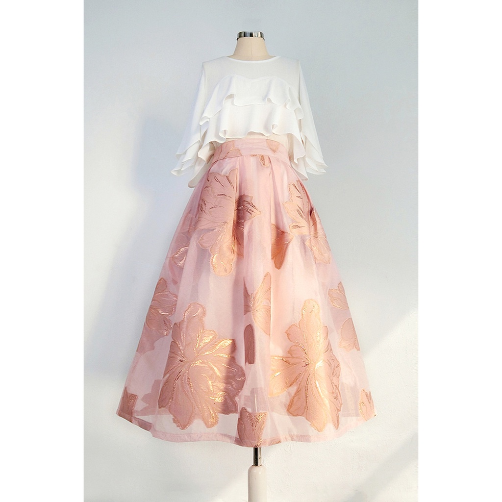 Chân Váy Pettiskirt Eo Cao Thêu Họa Tiết Màu Hồng Thanh Lịch Thời Trang Xuân Hè Hàng Mới 2023