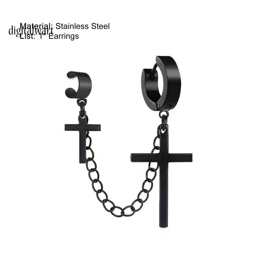 Kỹ Thuật Số| 1 Khuyên Tai Kim Loại Dạng Mắc Xích Hình Thánh Giá Phong Cách Punk Hiphop Cho Nam