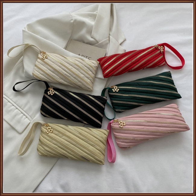 Ví Cầm Tay Đựng Điện Thoại Dáng Dài Sức Chứa Lớn Màu Trơn Có Khóa Kéo Cho Nữ