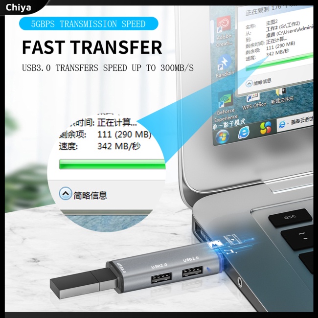Bộ Chia Cổng Usb 3.0 3 Trong 1 Chuyên Dụng Cho Máy Tính Notebook