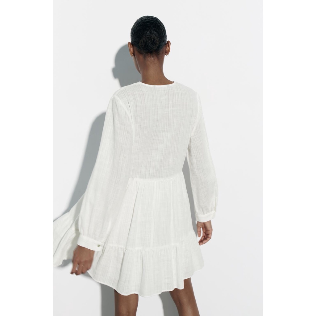 Zara Đầm mini Tay Dài Cổ Chữ V Thời Trang Mùa Hè 9878141 251