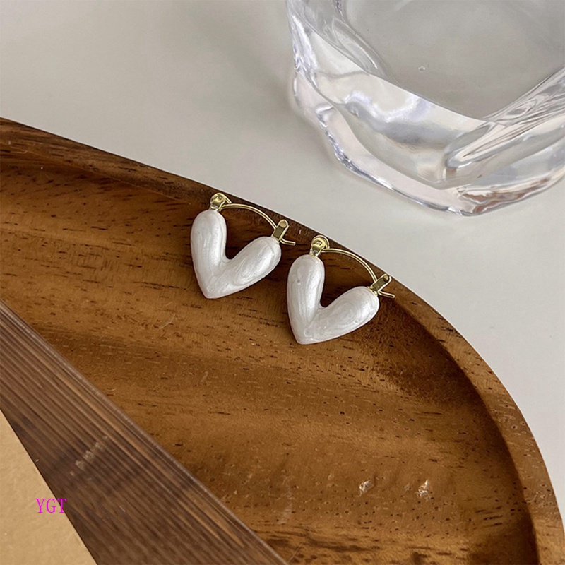 Ygt Khuyên Tai Kim Loại Hình Giọt Nước Màu Trắng Sáng Kiểu Hàn Quốc Sang Trọng Thời Trang Cho Nữ