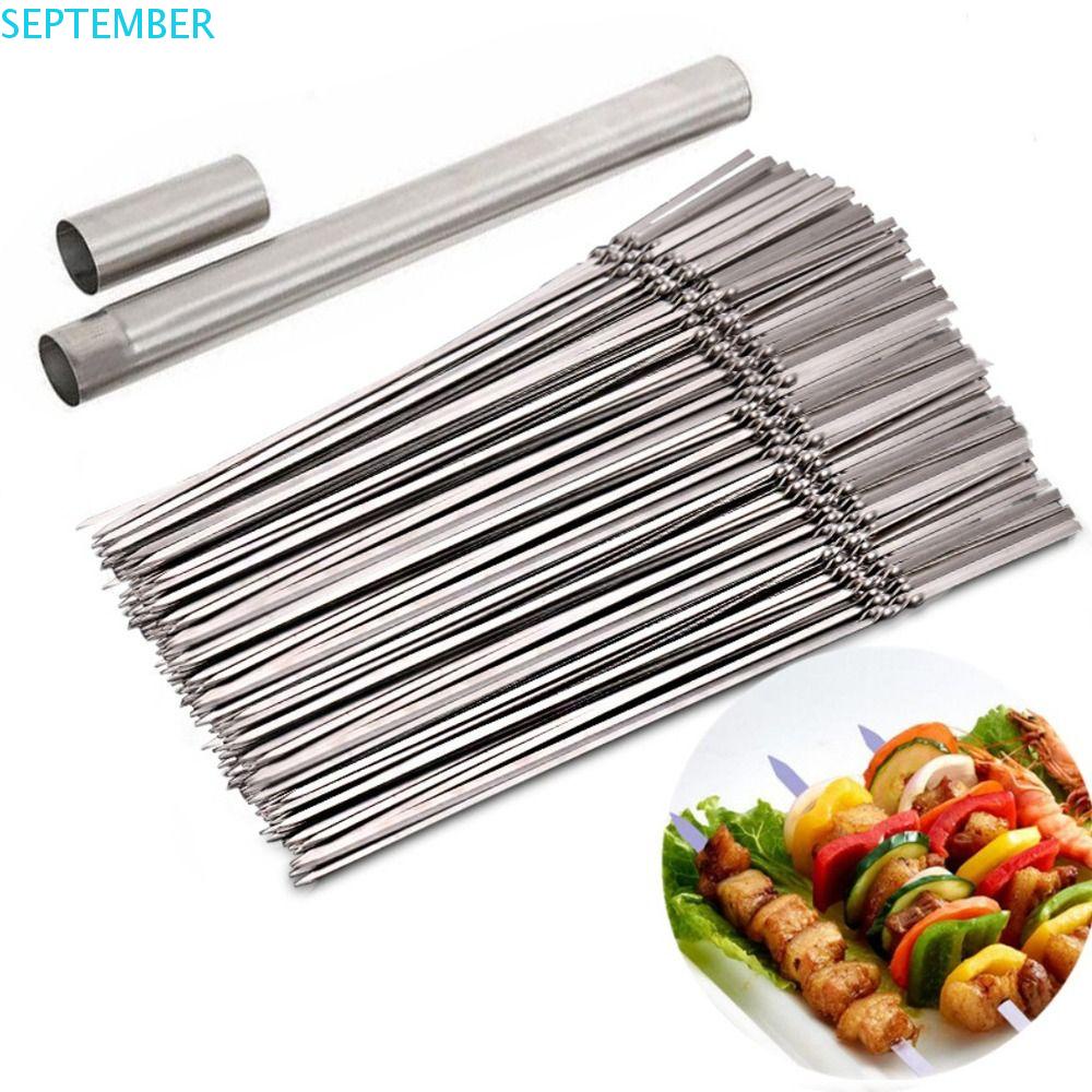 Que Xiên Thịt Nướng BBQ Bằng Thép Không Gỉ Kèm Ống Đựng