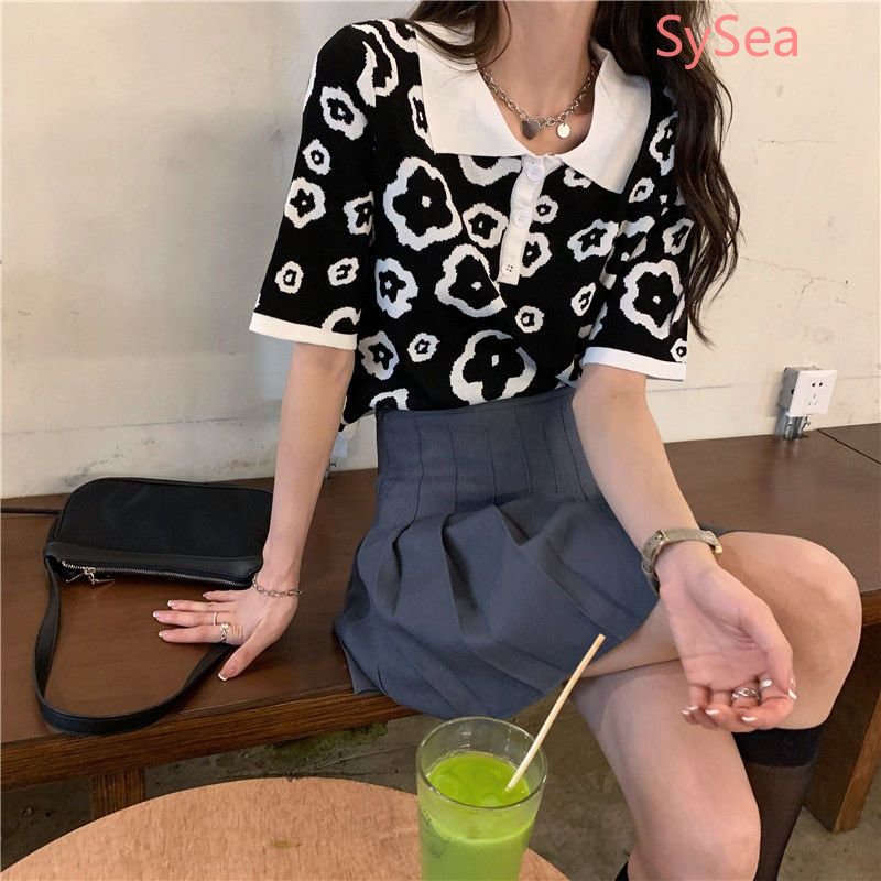 Áo Polo Dệt Kim Dáng Rộng Thời Trang Mùa Hè Cho Nữ