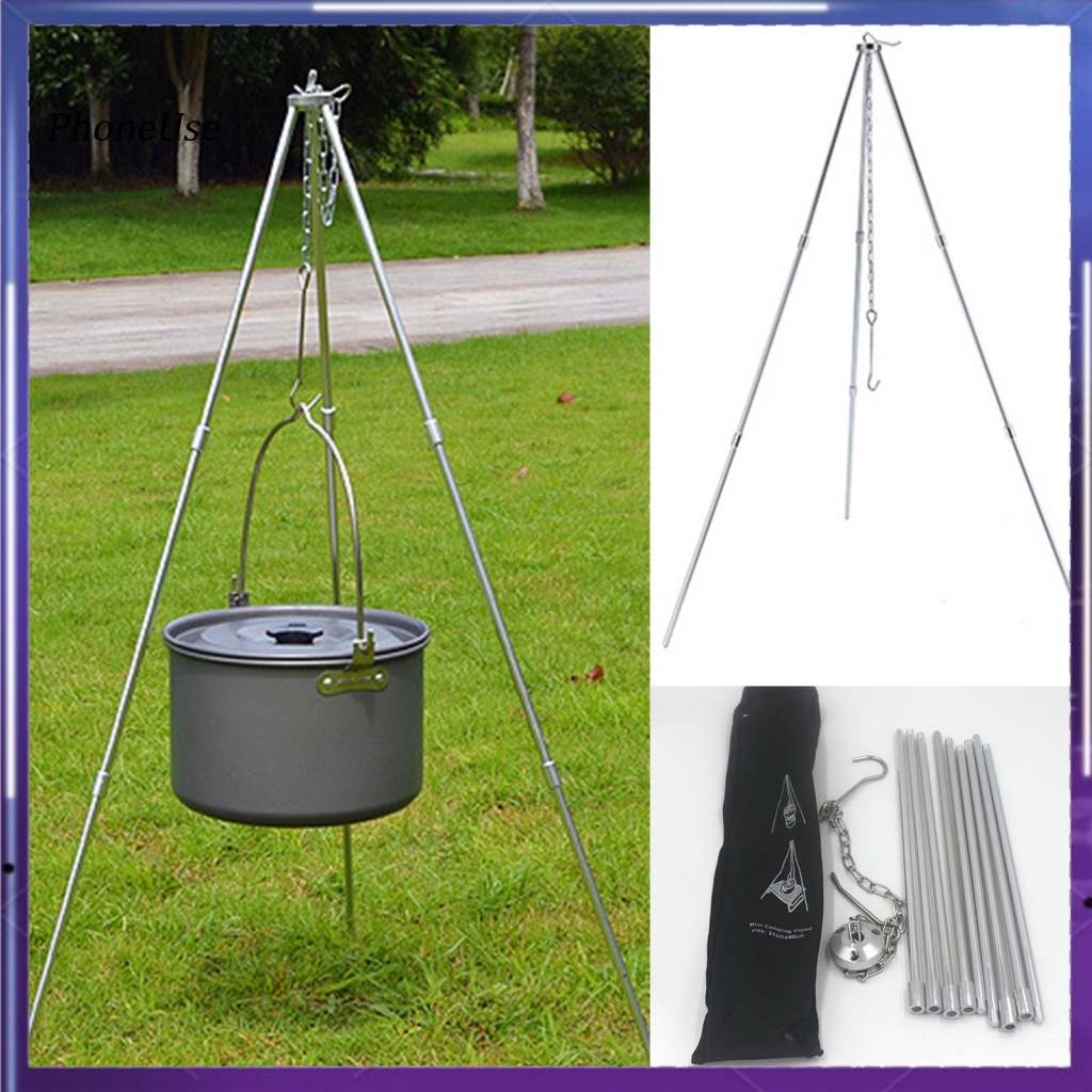 Gậy Ba Chân Bằng Da PU Di Động Có Thể Thu Gọn Cho Hoạt Động Cắm Trại /